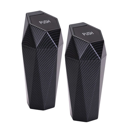 Picture of Ginsco Car Trash Can with Lid, 2 Pack Mini Car Garbage Can, Essential Car Accessories for Interior, Leakproof Car Trash Bin Small Trash Cup for Car, Home, Bedroom Office (Carbon Fibre)