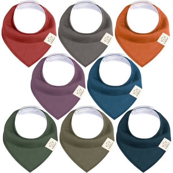 Picture of KeaBabies 8-Pack Organic Baby Bandana Drool Bibs for Boys Girls - Soft Cotton Drooling & Teething Bibs for Infants, Toddlers, Super Absorbent Cotton Bandana Bibs for Baby Boy & Girl (Thunder)