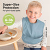Picture of 3-Pack Waterproof Baby Bibs for Eating - Lightweight Baby Bib with Food Catcher, Mess Proof Toddler Bibs, Waterproof Bibs for Baby Boys, Baby Girls, Feeding Bibs, Drool Bibs, Baby Food Bibs (Ocean)