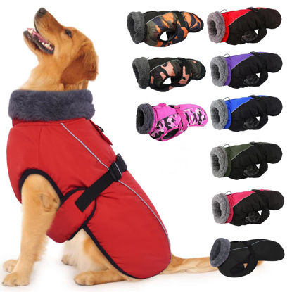Picture of IECOii Extra Warm Dog Coat Reflective Adjustable Dog Jacket Dog Winter Coat with Buckle Fleece Turtleneck Dog Jacket for Cold Weather Soft Winter Coat for Small Medium Extra Large Dogs