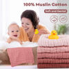 Picture of Yoofoss Muslin Baby Washcloths 100% Cotton Face Towels 6 Pack Wash Cloths for Baby 12x12in Soft and Absorbent Baby Wipes (Gradient Pink)