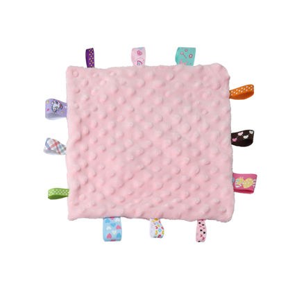 Picture of CREVENT Tag Security Blankets for Babies, Soft Small Loveys for Girls, Baby Comforter Sensory Blanket, Great Gifts for Birthday Baby Shower 10"X10" (Pink, Crib)