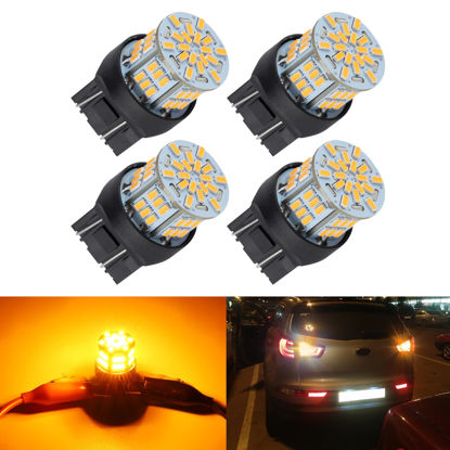 Picture of iFunyLED 4PCS 7443 LED Bulb Turn Signal Light 12V-24V Super Bright 7440 T20 LED Replacement Light Kit Set for Car Tail Brake Turn Signal Lights - Amber Yellow