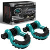 Picture of AUTMATCH D Ring Shackle 3/4" Shackles (2 Pack) 41,887Ibs Break Strength with 7/8" Screw Pin and Shackle Isolator Washers Kit for Tow Strap Winch Off Road Vehicle Recovery Teal & Black
