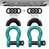 Picture of AUTMATCH D Ring Shackle 3/4" Shackles (2 Pack) 41,887Ibs Break Strength with 7/8" Screw Pin and Shackle Isolator Washers Kit for Tow Strap Winch Off Road Vehicle Recovery Teal & Black