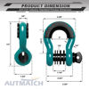 Picture of AUTMATCH D Ring Shackle 3/4" Shackles (2 Pack) 41,887Ibs Break Strength with 7/8" Screw Pin and Shackle Isolator Washers Kit for Tow Strap Winch Off Road Vehicle Recovery Teal & Black