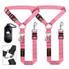 Picture of Removable Dog Seat Belts Harness for Car, 3 in 1 Pet Dog Car Seatbelt Leash, laqibak Restraint Secures to Headrest and Reflective Effect Adjustable Bungee Dog Seatbelt Tether, 2PCS and Poop Bag Holder