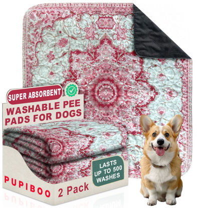 Picture of PUPIBOO Washable Pee Pads for Dogs - Super Absorbent Reusable Puppy Training Pads - 100% Waterproof, Leak-Proof & Non-Slip Whelping Pads for Pet Housebreaking
