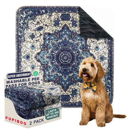 Picture of PUPIBOO Washable Pee Pads for Dogs - Super Absorbent Reusable Puppy Training Pads - 100% Waterproof, Leak-Proof & Non-Slip Whelping Pads for Pet Housebreaking