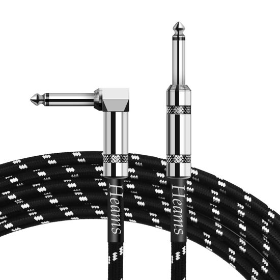 Picture of Heams Premium 20 FT Guitar Cable, 1/4 Inch Instrument Cable- Noise Free and Long-Lasting Guitar Chord- AMP Cord for Bass, Electric Guitar, Electric Mandolin, Right Angle