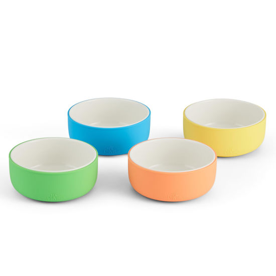 Picture of Elk and Friends Kids Porcelain Bowls with Silicone Sleeve | Kids/Toddler/Baby Feeding | Microwave & Dishwasher Safe | Non slip | Cereal/Soup/Snack Dishes & Dinnerware