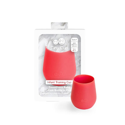 Picture of ezpz Tiny Cup (Coral) - 100% Silicone Training Cup for Infants - 12 months + - Designed by a Pediatric Feeding Specialist - Baby-led Weaning Essentials & Baby Gifts