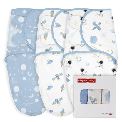 Picture of GLLQUEN BABY Swaddles for Babies Boys and Girls - Newborn Swaddle Sack 3 Pack, Baby Swaddle 0-3 Months, Soft Sleep Sack, Swaddle Blanket Wrap, Space & World, Baby Essentials