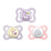 Picture of MAM Variety Pack Baby Pacifier, Includes 3 Types of Pacifiers, Nipple Shape Helps Promote Healthy Oral Development, 0-6 Months, Girl, 3 Count (Pack of 1)