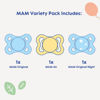 Picture of MAM Variety Pack Baby Pacifier, Includes 3 Types of Pacifiers, Nipple Shape Helps Promote Healthy Oral Development, 0-6 Months, Girl, 3 Count (Pack of 1)