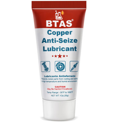 Picture of BTAS Copper Anti-Seize Thread Lubricant Brake Caliper Pin Grease Stop Squeak Noise Resistant to High Temp Rust and Corrosion for Spark Plug Brake Pad Bolts Battery Terminal Protector 1 oz 1Pcs