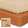 Picture of Pack and Play Sheets Fitted, 2-Pack Mini Crib Sheets - Pack N Play Sheets, Organic Fitted Crib Sheet for Pack and Play Mattress, Playard Baby Crib Sheets, Crib Sheets Neutral for Boys, Girls (Rust)