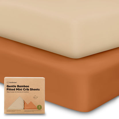 Picture of Pack and Play Sheets Fitted, 2-Pack Mini Crib Sheets - Pack N Play Sheets, Organic Fitted Crib Sheet for Pack and Play Mattress, Playard Baby Crib Sheets, Crib Sheets Neutral for Boys, Girls (Rust)