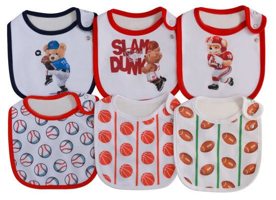 Picture of Maiwa 6 Pack Waterproof Cotton Baby Bibs for Girls Boys for Drooling Eating with Adjustable Buttons