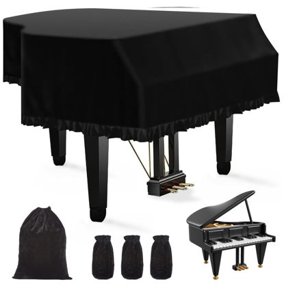 Picture of Grand Piano Keyboard Dust Cover, Piano Music Keyboard Dirt Proof Cover Stretchy Keyboard Piano Cover Keyboard Cover With Durable Elastic & Cord Lock Must Have Piano Accessories