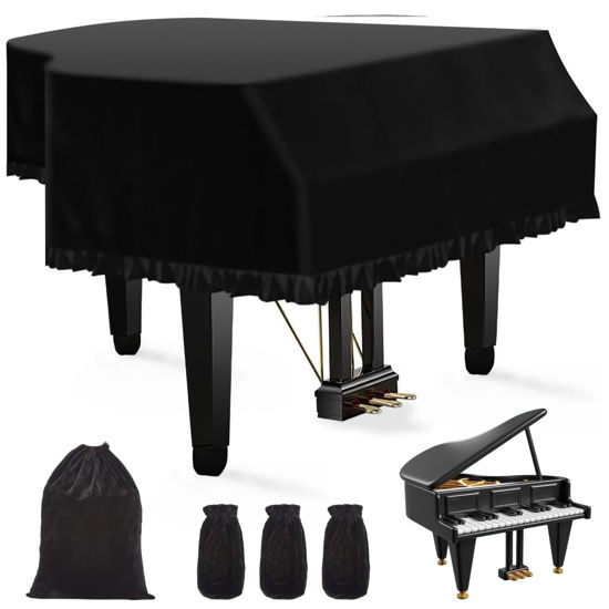 Picture of Grand Piano Keyboard Dust Cover, Piano Music Keyboard Dirt Proof Cover Stretchy Keyboard Piano Cover Keyboard Cover With Durable Elastic & Cord Lock Must Have Piano Accessories