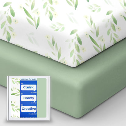 Picture of TotBasic Crib Sheets for Boy Girl, Premium Soft Crib Mattress Fitted Sheet, Ultra Breathable Baby Sheets, Super Stretchy Baby Bed Sheets 28''x52''x9'' Extra Deep Pocket, 2 Pack