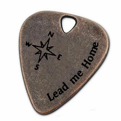 Picture of JUPPE Birthday Gifts For Boyfriend or Girlfriend, Bronze Copper Lead Me Home Guitar Pick and Bass Pick With Leather Case Music Gifts For Him or Her (Lead me home)
