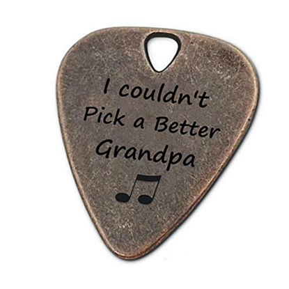 Picture of JUPPE Retirement Gifts For Grandfather, Metal Guitar Pick, I Couldn't Pick A Better Grandpa Bronze Guitar Picks & Bass Picks Music Birthday Gifts For Grandpa (I Couldn't Pick A Better Grandpa)