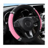 Picture of Osilly Bling Car Steering Wheel Cover, 15 Inch Rhinestones Soft Leather Elastic Steering Wheel Protector, Sparkly Crystal Diamond for Women Girls, Car Interior Accessories for Most Cars (Pink)