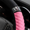 Picture of Osilly Bling Car Steering Wheel Cover, 15 Inch Rhinestones Soft Leather Elastic Steering Wheel Protector, Sparkly Crystal Diamond for Women Girls, Car Interior Accessories for Most Cars (Pink)
