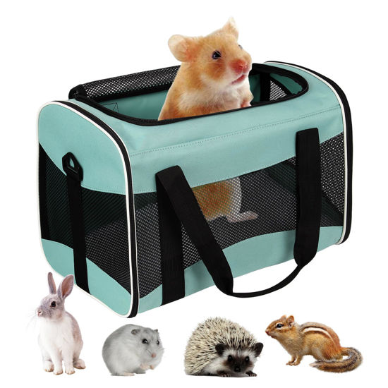 Picture of Small Animal Travel, Carrier for Hedgehog Rat Parrot Bird Guinea Pig, Lizards Carrier, Soft Sided Travel Carrier Portable Guinea Pig Travel Carrier Up to 10 Lbs (15 * 10 * 10, Green)