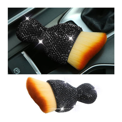 Picture of zipelo Auto Interior Dust Brush, Car Detailing Cleaning Brush with Diamond, Bling Handle Soft Bristles Dusting Tool, Scratch Free Dirt Clean Brushes for Vehicle Dashboard, Air Conditioner Vent (Black)
