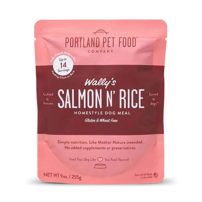 Picture of Portland Pet Food Company Wally's Salmon N' Rice Wet Dog Food Pouches - Human-Grade, Grain-Free Dog Food Toppers, Mixers, and Meals for Dogs - Fresh Dog Food Made in The USA - 5-Pack