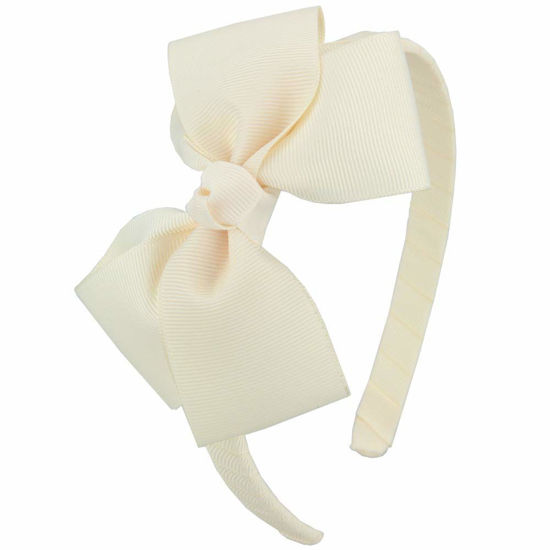 Picture of 7Rainbows Cute Ivory Bow Headband for Girls Toddlers.