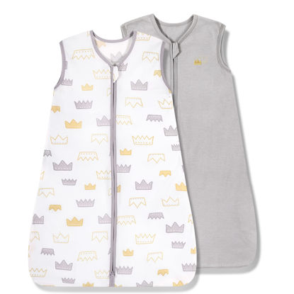 Picture of TILLYOU Sleep Sack 0-6 Months - 0.5 TOG Summer sleep sacks with 2-Way Zipper, Lightweight Cotton Baby Sleepsack 2 Pack, Gray Grown