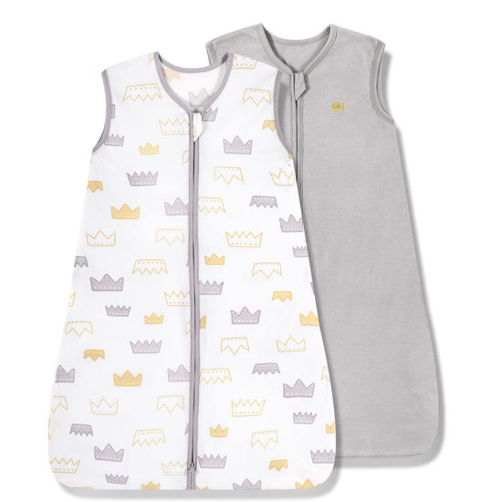 Picture of TILLYOU Sleep Sack 0-6 Months - 0.5 TOG Summer sleep sacks with 2-Way Zipper, Lightweight Cotton Baby Sleepsack 2 Pack, Gray Grown