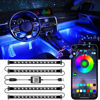 Picture of LivTee Accent Interior Car Lights, Smart Car Interior Lights with App Control, RGB LED Lights with Music Mode and DIY Mode, 2 Lines Design LED Lights for Cars with Charger, Car Accessories for Women