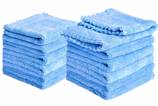 Picture of Kyapoo Baby Washcloths 12 Pack 12x12 Inches Microfiber Coral Fleece Extra Absorbent and Soft for Newborns, Infants and Toddlers-Blue