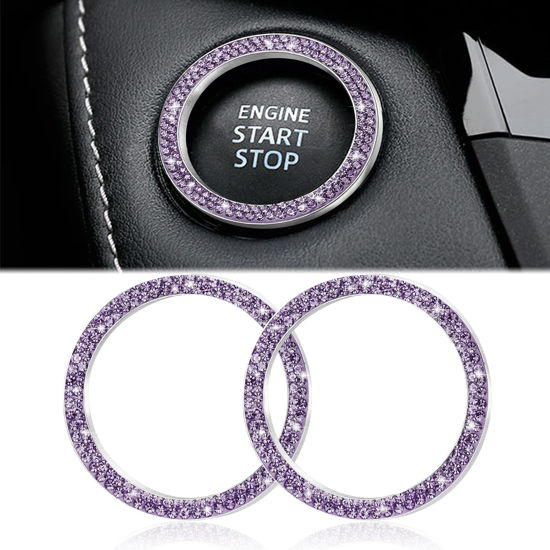 Picture of WINKA Car Engines Start Stop Accessories for Car Interior Decoration Light Purple 2pcs Rhinestone Sticker