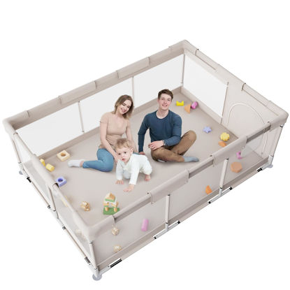 Picture of Baby Playpen,Playpen, Playpen for Babies and Toddlers, Play Pen for Kids, Play Pens for Babies and Toddlers for Apartment (71 * 47 Gray playpen Without mat)