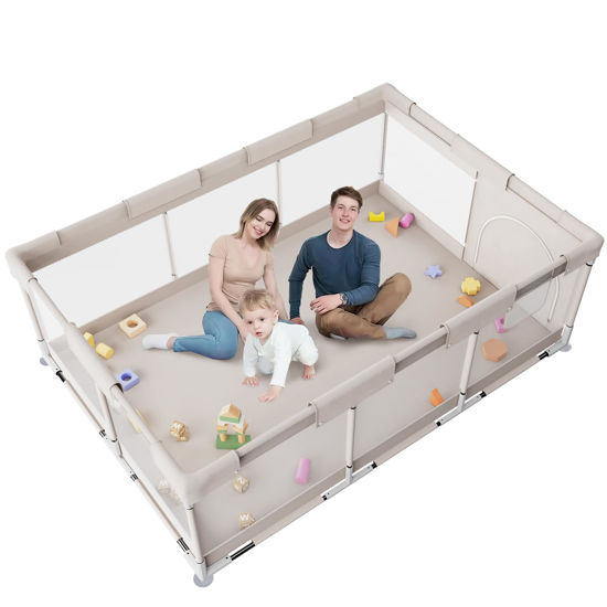 Picture of Baby Playpen,Playpen, Playpen for Babies and Toddlers, Play Pen for Kids, Play Pens for Babies and Toddlers for Apartment (71 * 47 Gray playpen Without mat)