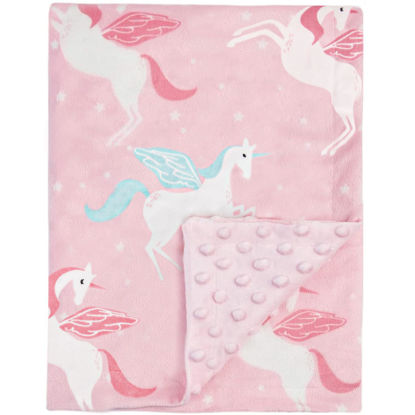 Picture of BORITAR Unicorn Baby Blanket for Girls Soft Minky with Double Layer Dotted Backing Ultra Soft and Cute Kids Blanket for Toddler Bed, 30 x 40 Inch Pink