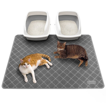 Picture of Conlun Cat Litter Mat Litter Trapping Mat, 47" x 35" Premium Durable PVC Grid Mesh with Scatter Control, Non-Slip, Less Waste Cat Litter Box Mat, Soft on Kitty’s Paws, Urine Waterproof