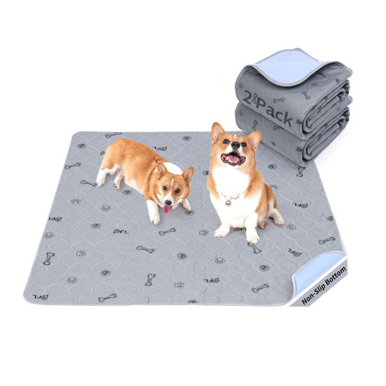 Picture of Washable Puppy Pads 2 Pack,Absorbent Washable Pee Pads for Dogs, Reusable Whelping Pads, Non-Slip Pet Mats Floor Protector for Couch Cover, Crate, Potty Training -36x48