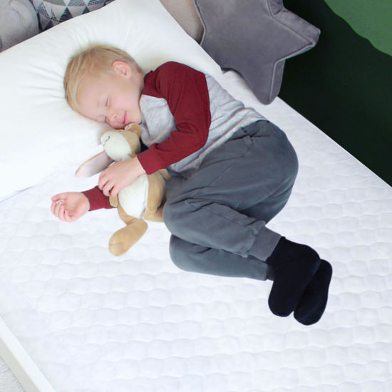 Picture of Hygge Sheets® Potty Training Pee Pads for Kids, Toddlers - 2 Pack - 100% Waterproof, Non Slip Bed Wetting Pad for Twin Beds - Washable, Reusable Mattress & Sheet Protector - White