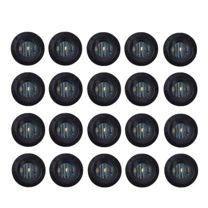 Picture of TMH (Pack of 20) 3/4 Inch Smoked Lens White LED DC 12V Round Side Marker Light Indicator Clearance Lamp Bullet Shape Universal for Trailer Truck RV Cab Bus Van Tow Flatbed Pickup Waterproof
