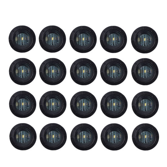 Picture of TMH (Pack of 20) 3/4 Inch Smoked Lens White LED DC 12V Round Side Marker Light Indicator Clearance Lamp Bullet Shape Universal for Trailer Truck RV Cab Bus Van Tow Flatbed Pickup Waterproof