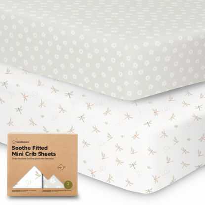 Picture of 2-Pack Mini Crib Sheets Fitted, Pack and Play Sheets - Organic Cotton Pack N Play Sheets for Pack and Play Mattress, Playard Baby Crib Sheets, Jersey Crib Sheets Neutral for Boys,Girls (Meadow)