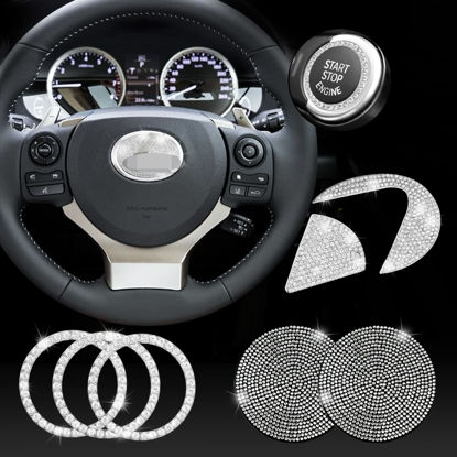 Picture of JINGSEN Bling Car Steering Wheel Decorative Diamond Sticker, Bling Car Steering Wheel Logo for Women Bling Accessories for Lexus ES RX LS is CT LX GS LC RC GS-F RC-F,with 2 Pack Silicone Car Coaster