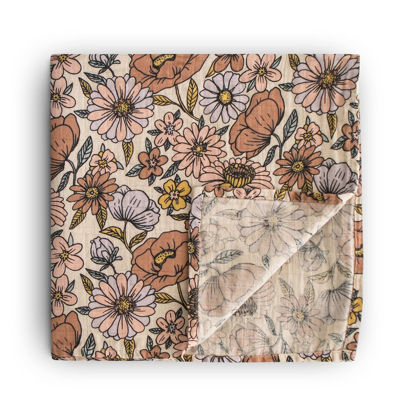 Picture of mushie Muslin Baby Swaddle Blanket | 100% Organic Cotton (Retro Flowers)